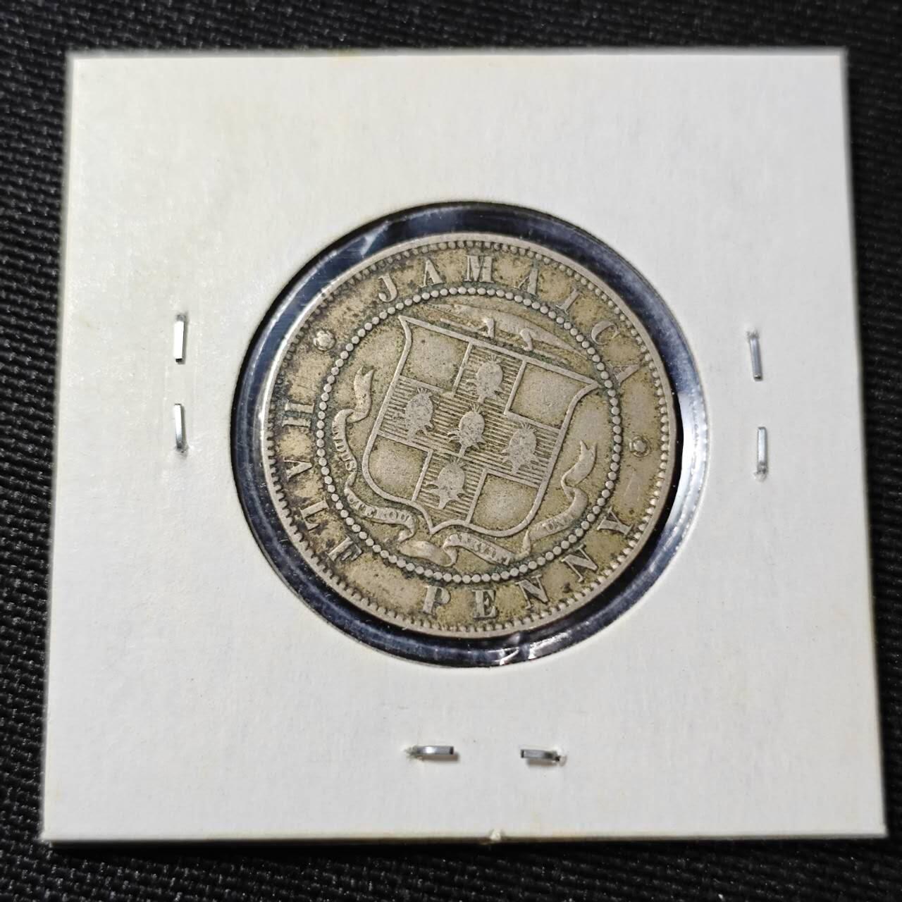 KK钱币收藏小铺  第398期 百期特拍（四拍之二） 2月预留时间 周末发货  1885英属牙买加 维多利亚女王1/2便士镍币