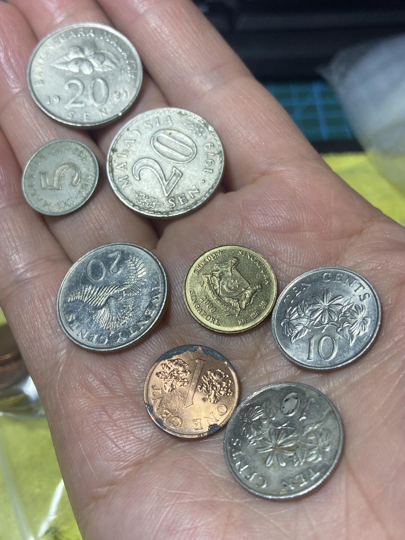 2026年第二十四场(总第一百九十三场）外国好品散币场(免佣金) 散币8枚：新加坡🇸🇬1996年20分1988年10分，2000年5分，1995年1分，马来西亚🇲🇾1991年1979年20仙，1968年5仙