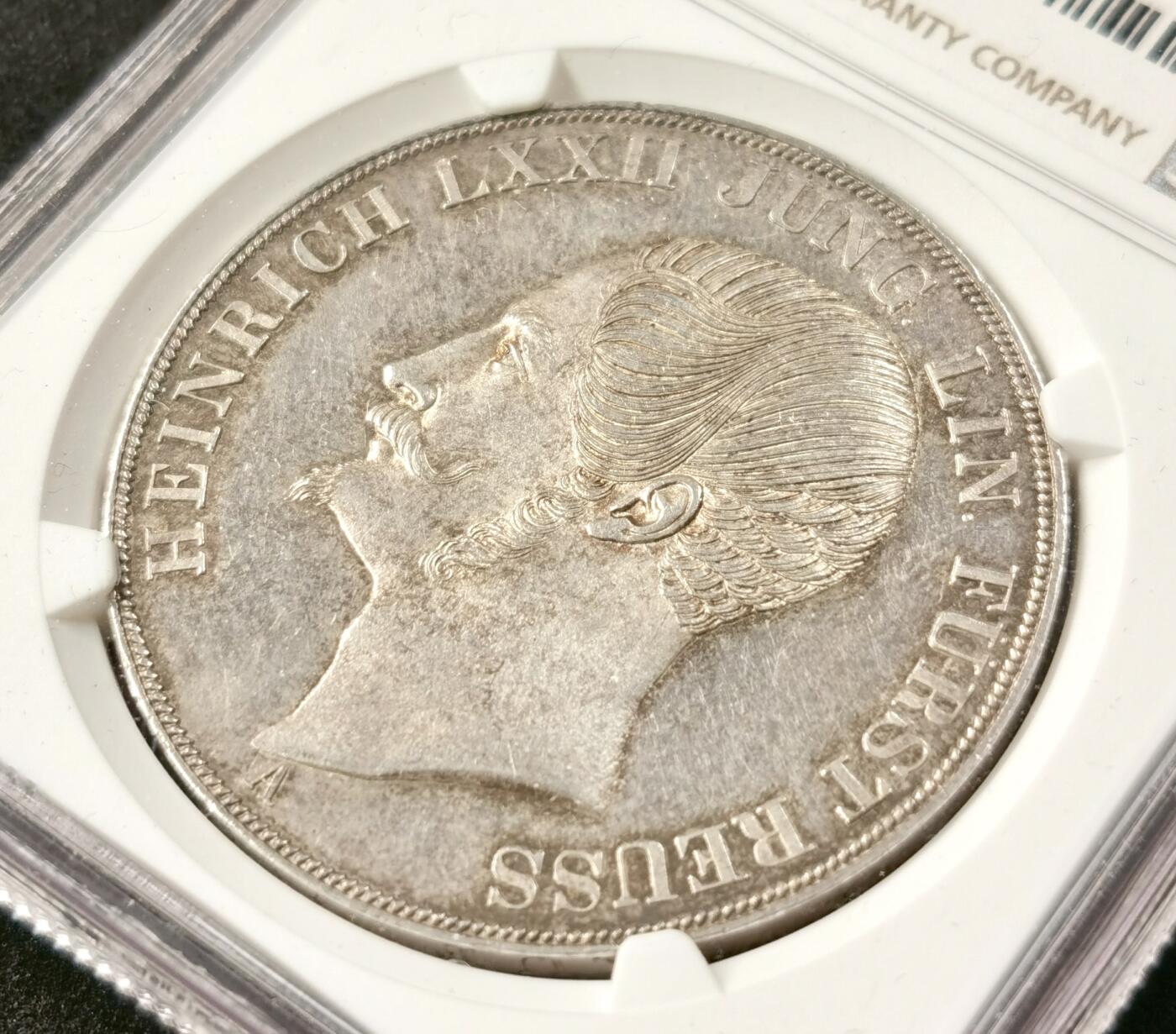 “福币呈祥”新年甄品场（直播拍卖）甄臻铺-世界币章拍卖（第50期），送拍享返佣金等优惠多多 NGC-MS62 1847年德国罗伊斯-埃伯恩多夫幼系海因里希七十二世大纹章2泰勒 发行量2750枚的高难小邦品种 极具辨识度的德式精发 原味淡彩转光品相 不可多得的收藏品质