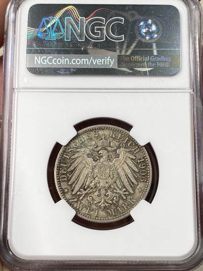 万国钱币拍卖第061期（马年首拍） NGC MS65 1906德国巴登金婚纪念长翅2马克 BU丝绸转光香槟五彩极美收藏级