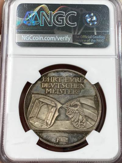 万国钱币拍卖第061期（马年首拍） NGC MS63 1928年德国版画画仙丢勒逝世400周年纪念银章 精制镜面原味五彩环绕极美