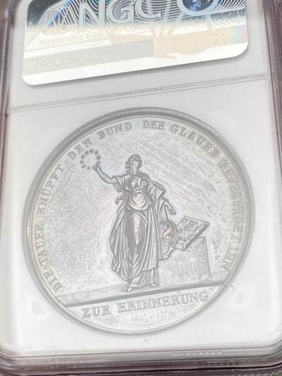 万国钱币拍卖第061期（马年首拍） NGC MS61 19世纪中期德国圣约翰在约旦河为耶稣基督施洗纪念大银章 罕见品种原味油彩质感收藏级品质