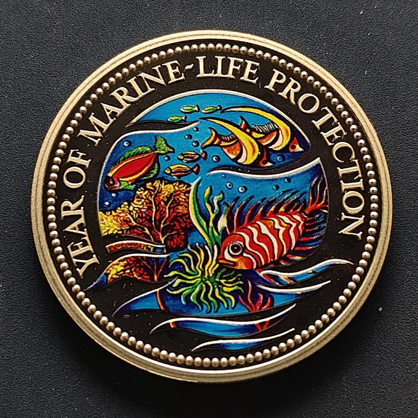 【全场包邮】纯粹捡漏拍502场 帕劳1992年1元《生物多样性公约》海洋保护小丑鱼彩色精制纪念币-首枚彩色纪念币