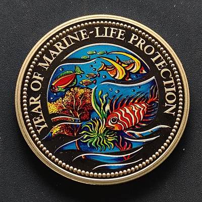 【全场包邮】纯粹捡漏拍502场 - 帕劳1992年1元《生物多样性公约》海洋保护小丑鱼彩色精制纪念币-首枚彩色纪念币