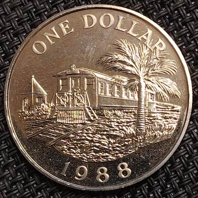 布加迪🐬～世界钱币(上海)🌾第 274 期 /  各国套币和散币 - 百慕大🇧🇲 1988年1元 铁路图案