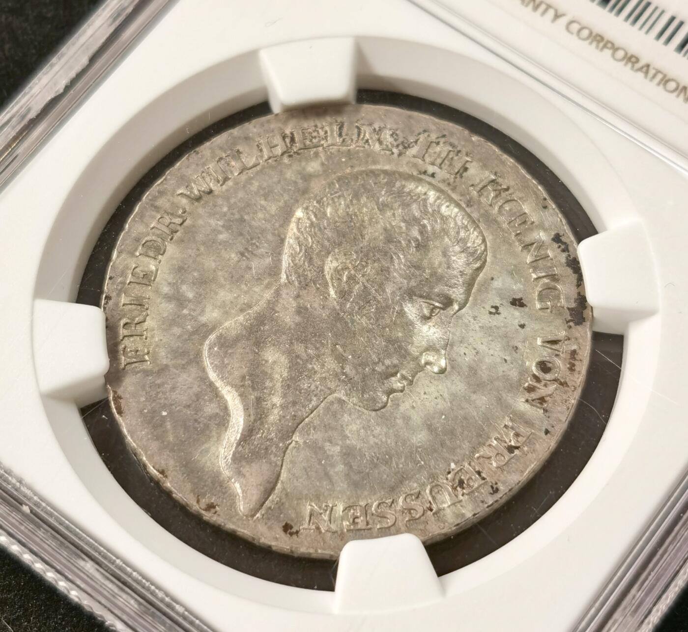 “福币呈祥”新年甄品场（直播拍卖）甄臻铺-世界币章拍卖（第50期），送拍享返佣金等优惠多多 NGC-AU55 德国普鲁士 1814年A厂 威廉三世1泰勒 双面老彩浆