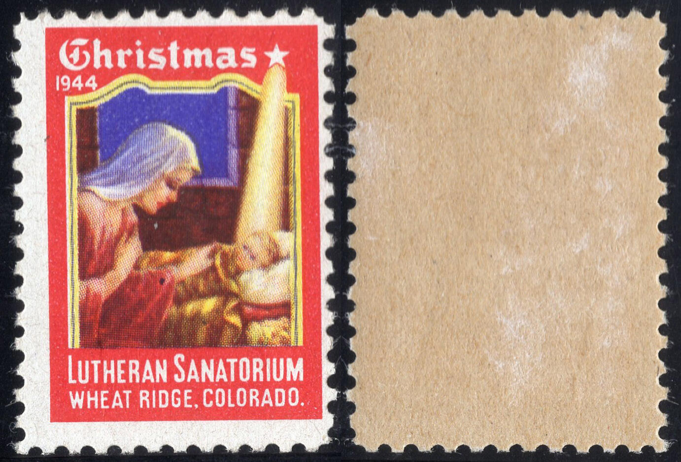 洪涛臻品批发群 精选邮票限时拍卖第1255期  美国圣诞节封缄票1944年, 原胶好品, 圣母绳子图