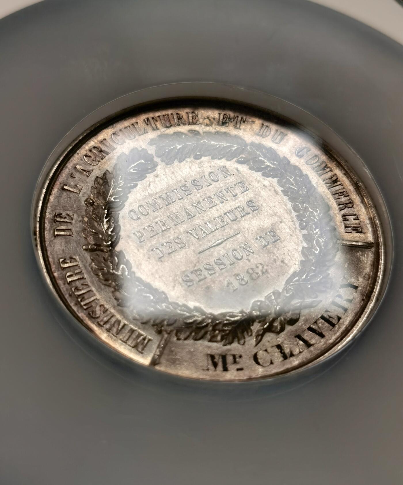 “福币呈祥”新年甄品场（直播拍卖）甄臻铺-世界币章拍卖（第50期），送拍享返佣金等优惠多多 NGC-AUD 1882年法国谷物女神51mm大银章 约66g 农业部颁发委员会纪念 高浮雕谷物女神质感非常棒