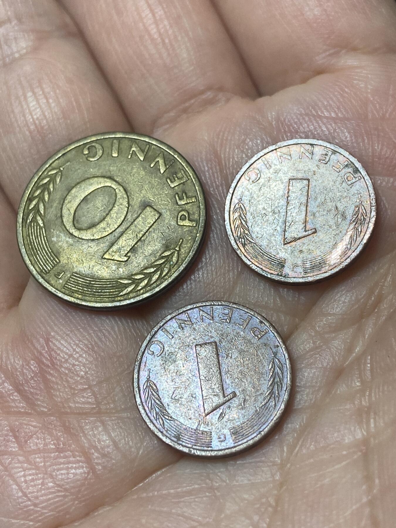 2026年第二十四场(总第一百九十三场）外国好品散币场(免佣金) 德国🇩🇪3枚：1972年76年1芬尼，50年10芬尼