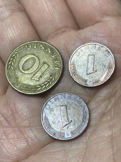 2026年第二十四场(总第一百九十三场）外国好品散币场(免佣金) - 德国🇩🇪3枚：1972年76年1芬尼，50年10芬尼