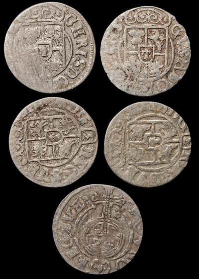 修遠堂世界钱币第105期，马年首拍 - 1633-1635年瑞典占领埃尔宾1/24泰勒银币5枚，总重4.97g