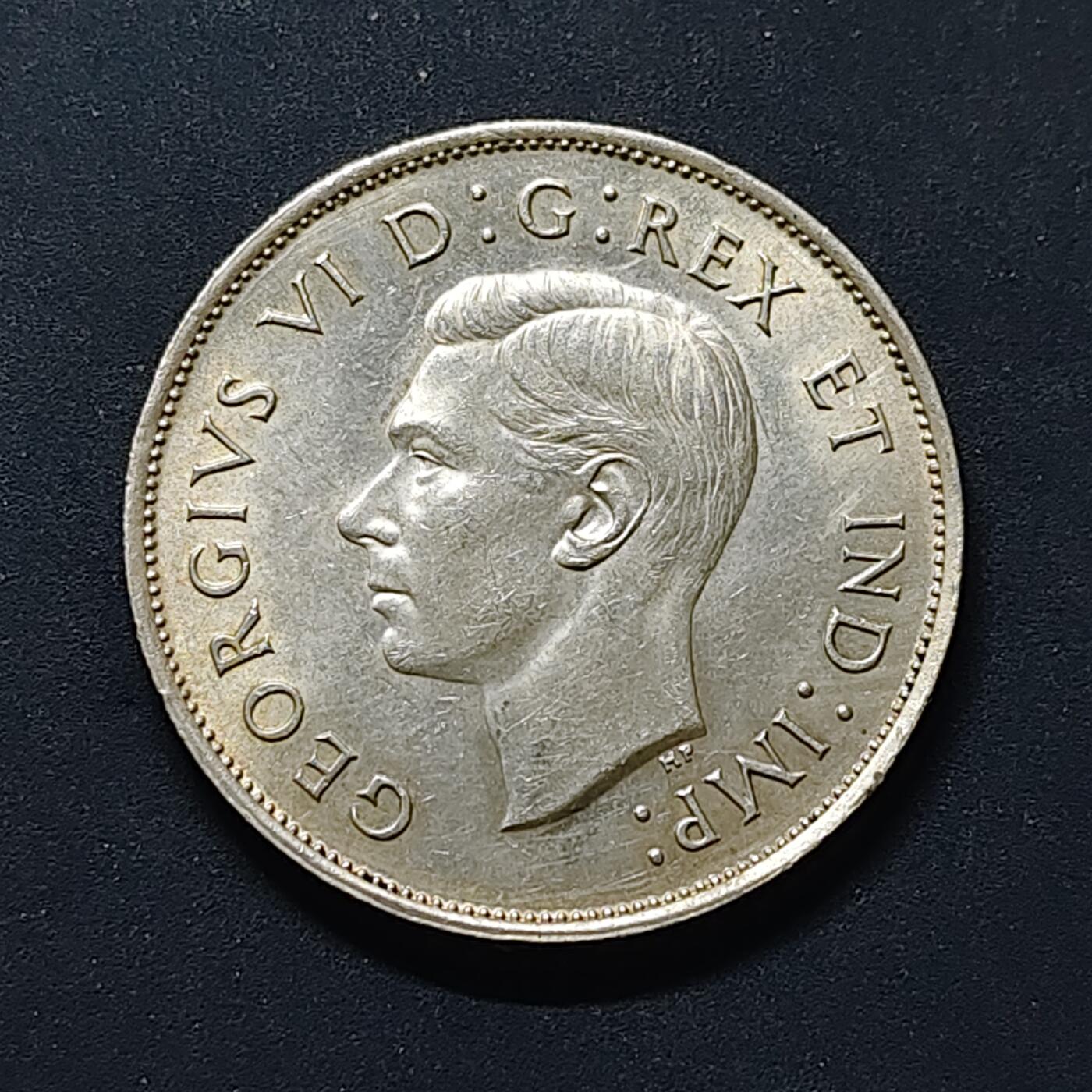 【全场包邮】纯粹捡漏拍503场 加拿大1941年乔治六世50分银币【29.72毫米11.66克80%】