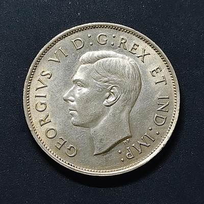 【全场包邮】纯粹捡漏拍503场 - 加拿大1941年乔治六世50分银币【29.72毫米11.66克80%】