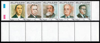 洪涛臻品批发群 精选邮票限时拍卖第1259期  - 墨西哥1982 科学家 双色色标联票 全品!