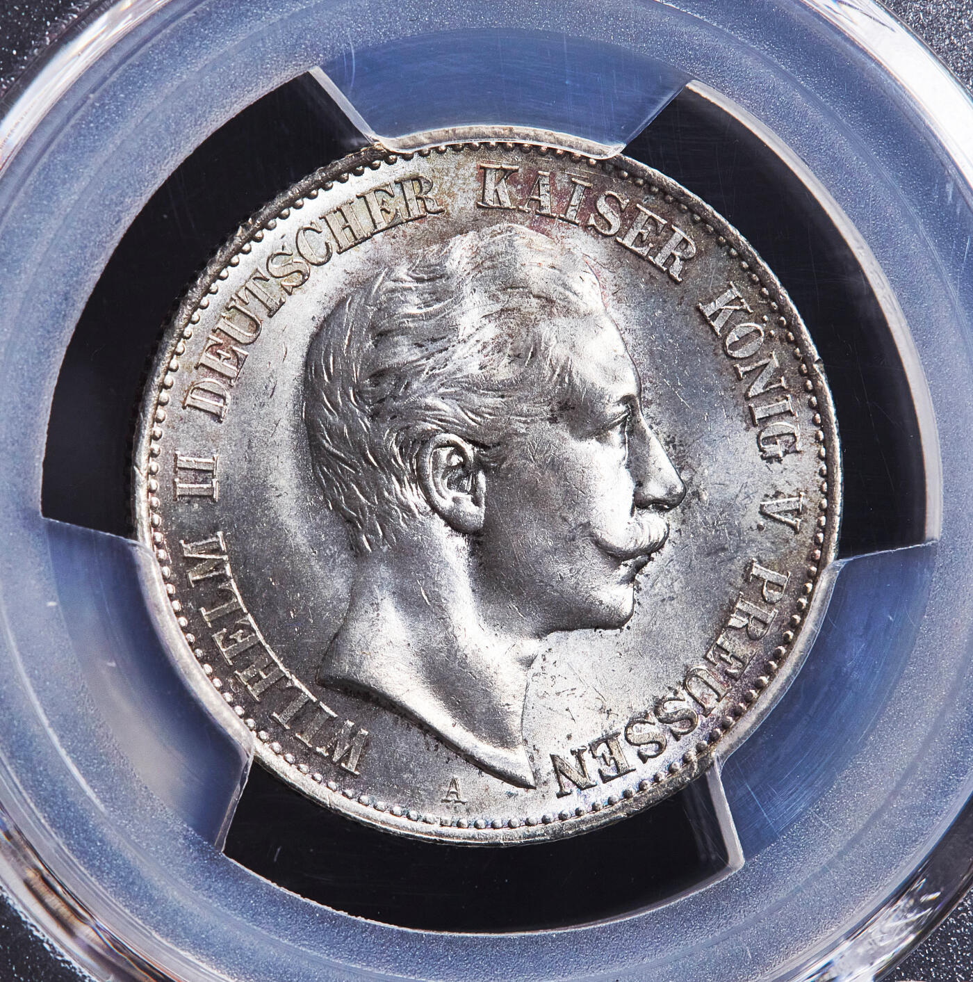 【俄甄集藏】马年新春第一拍 2026年(048)02-25星期三 晚 19:30 全场包邮 德国普鲁士1901年威廉二世A版2马克银币，PCGS MS64，转光品相，流通版2马克MS少见