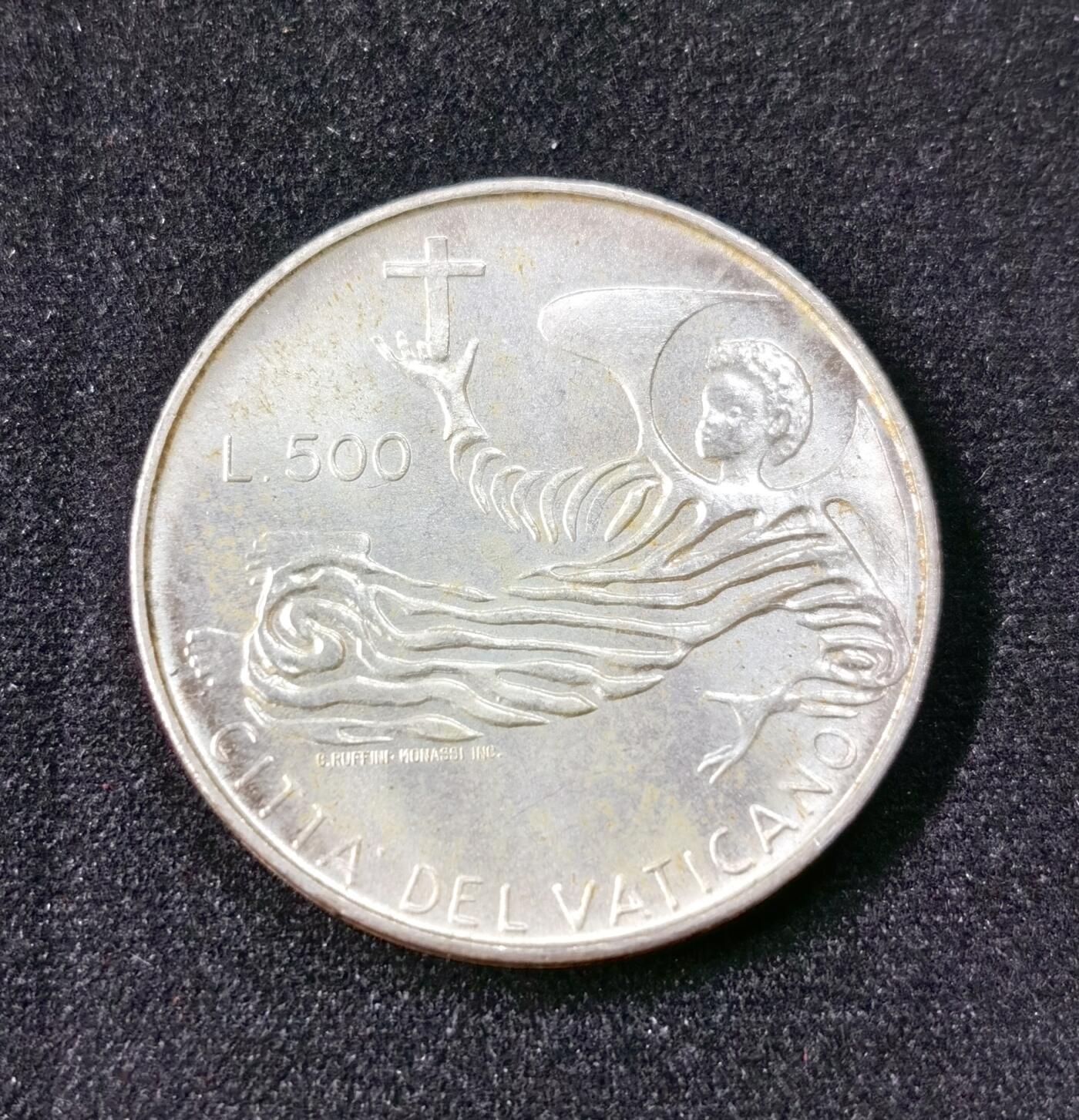 甄臻铺-世界币章拍卖（第51期），送拍享返佣金等优惠多多 1969年梵蒂冈发行的500里拉纪念银币，属于教皇保罗六世（Paulus VI）在位第7年（ANNO VII）的系列