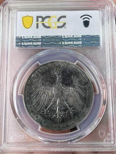 万国钱币拍卖第061期（马年首拍） PCGS MS62 1848德国法兰克福自由市宪法纪念2古尔登银币 经典双头鹰设计 浓厚五彩好品