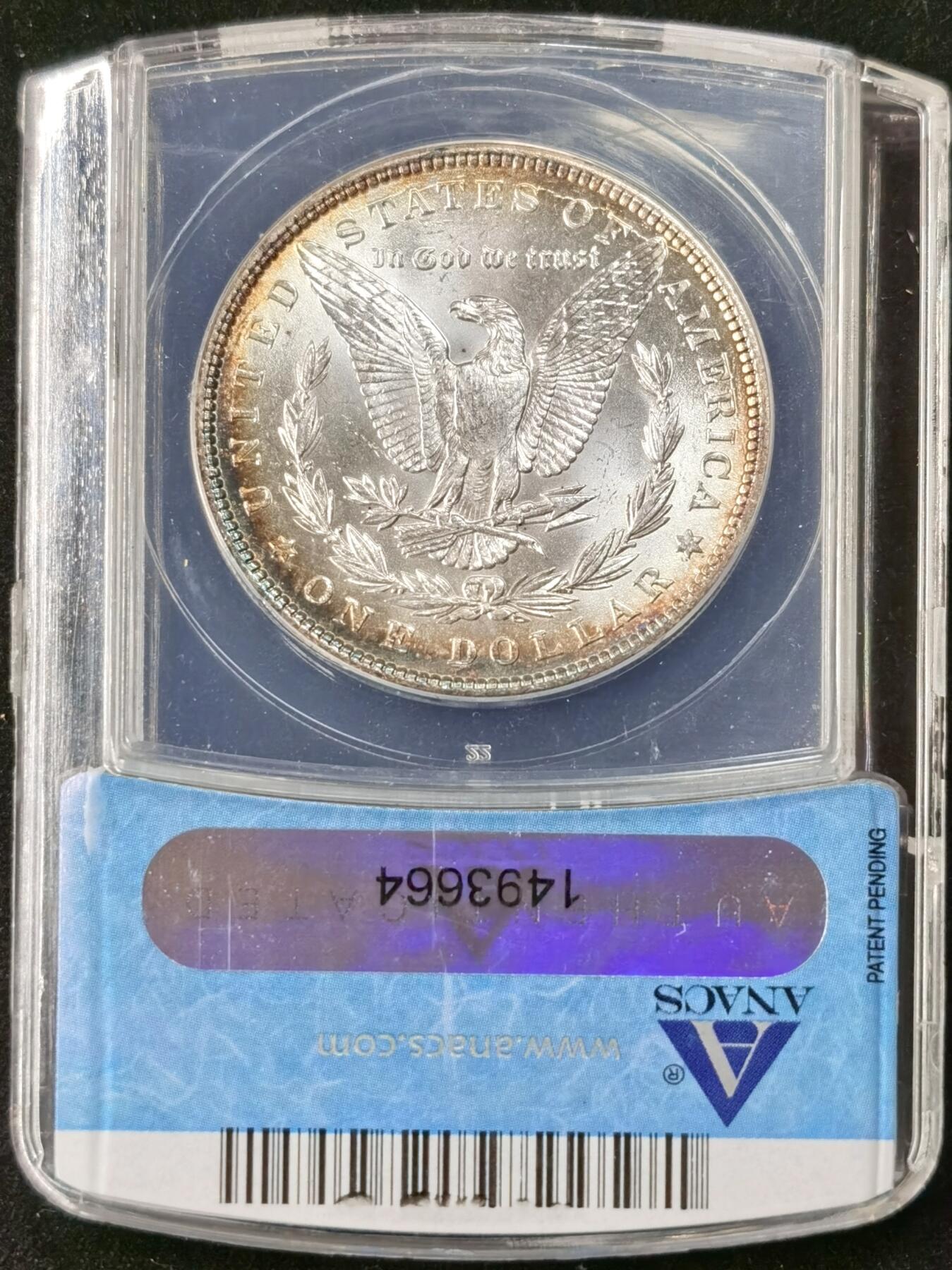 “福币呈祥”新年甄品场（直播拍卖）甄臻铺-世界币章拍卖（第50期），送拍享返佣金等优惠多多 ANACS-MS64 1887年美国摩根，老盒子，环彩极美