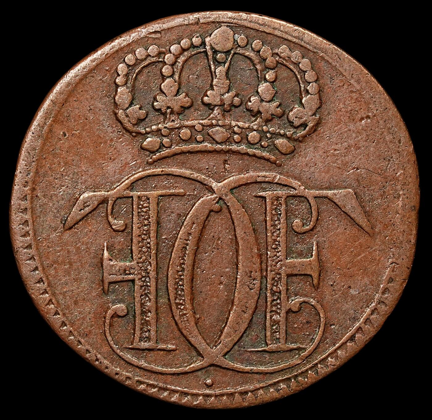 修遠堂世界钱币第105期，马年首拍 1706年荷尔斯泰因 - 戈托普公国1/12先令铜币