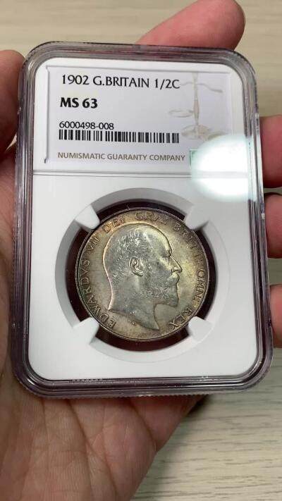 万国钱币拍卖第061期（马年首拍） NGC MS63 1902年英国爱德华七世半克朗 油润香槟彩环绕邮票光泽原味状态