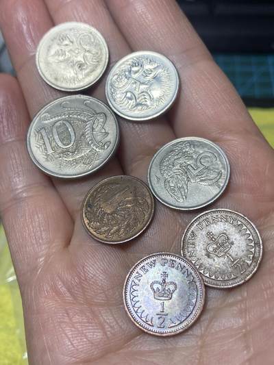 2026年第二十四场(总第一百九十三场）外国好品散币场(免佣金) - 英联邦国家散币7枚：澳大利亚🇦🇺1966年5分，1967年10分，2002年5分，新西兰🇳🇿1967年5分，1967年1分，英国🇬🇧1971年75年1/2新便士