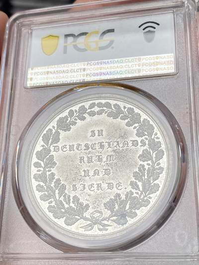 万国钱币拍卖第061期（马年首拍） PCGS SP62 1842年德国巴伐利亚瓦尔哈拉死亡圣殿落成纪念锡章 罕见哥特花体字非常漂亮 精铸镜面典藏品质