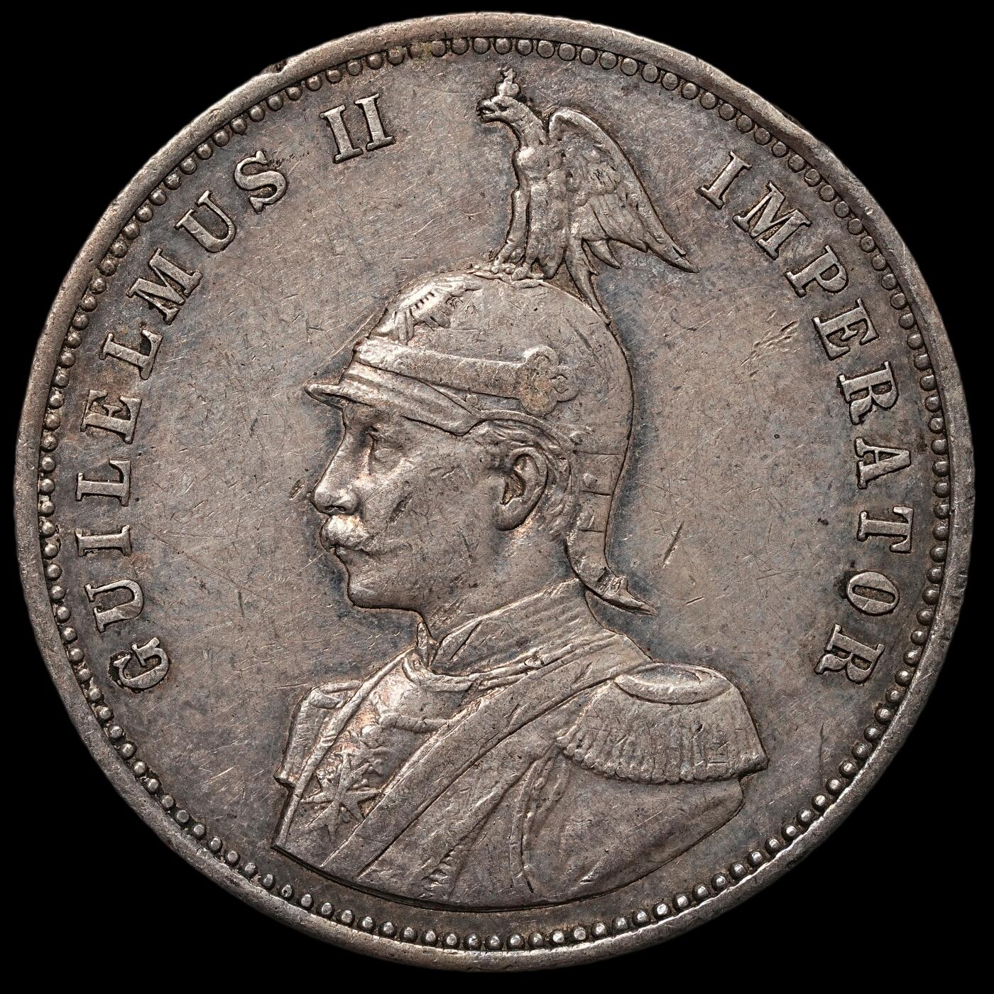 修遠堂世界钱币第105期，马年首拍 1890 年德属东非1卢比银币，11.65g，含银90%，顶部有焊点