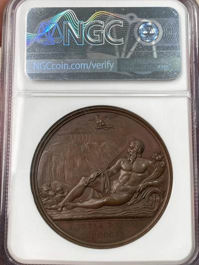万国钱币拍卖第061期（马年首拍） NGC MS64 1809年法国拿破仑一世征服罗马原铸纪念大铜章 背面提伯河河神手持丰饶角祝贺 远处山顶上为帕特农神庙
