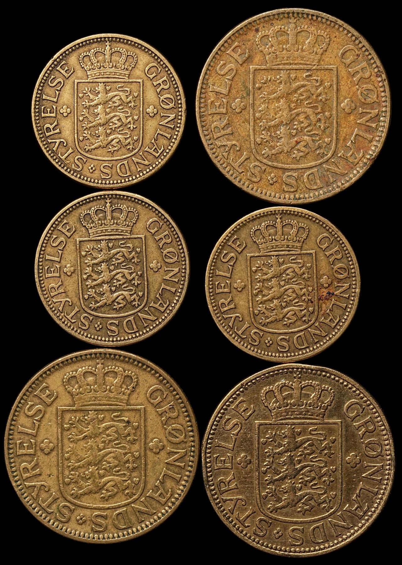 修遠堂世界钱币第105期，马年首拍 格陵兰旧钱币，第一组