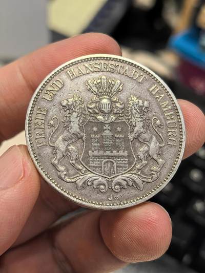 博洋堂蛇年收官专场暨第161期（全场包邮） - 德国1901年汉堡双狮5马克银币 边道无磕正常流通状态