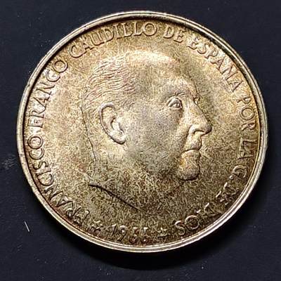 【全场包邮】纯粹捡漏拍503场 - 西班牙1966年佛朗哥100比塞塔银币【34毫米19克80%】