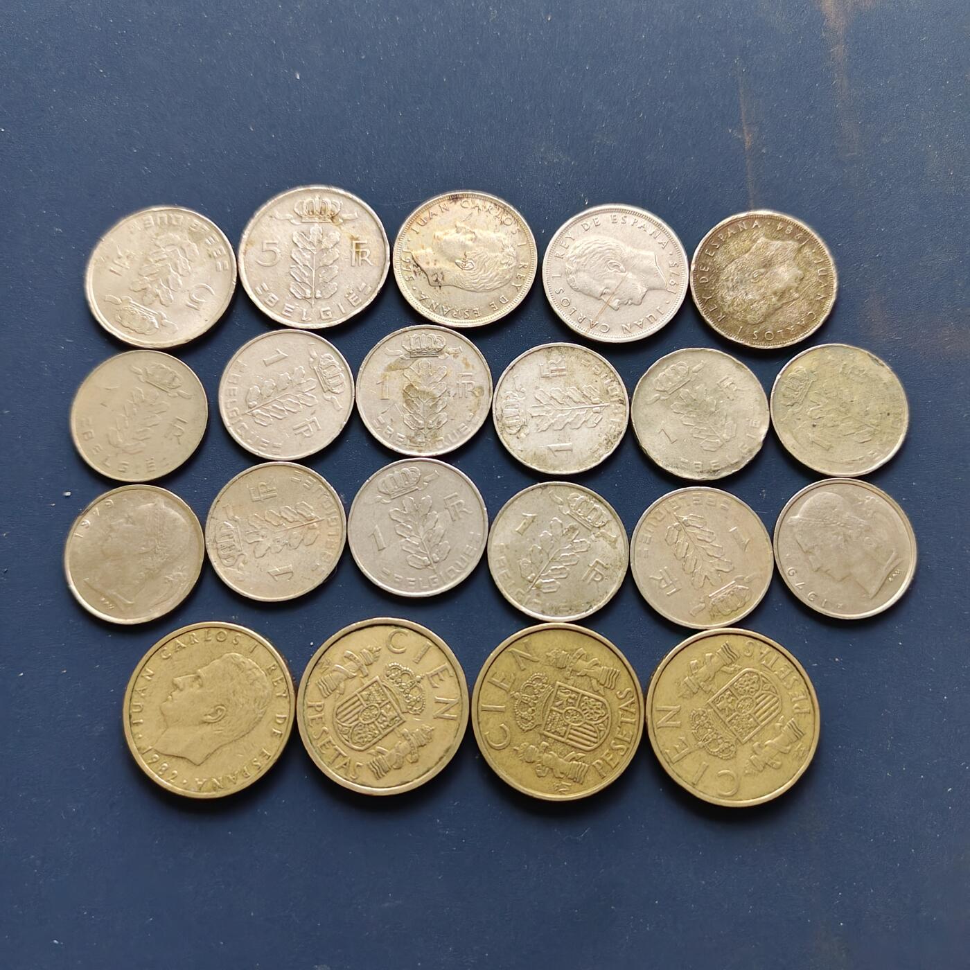 【全场包邮】纯粹捡漏拍502场 欧洲西班牙+比利时各年份散币21枚一组