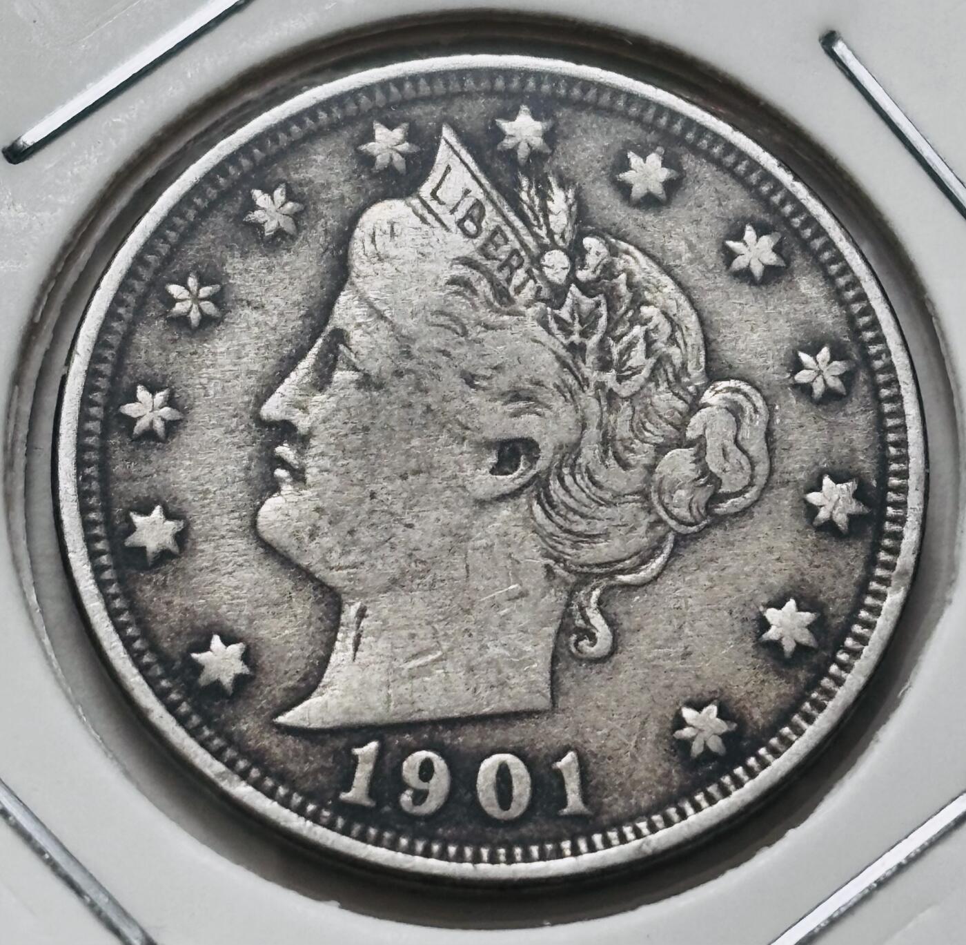 【金马踏春，泉马奔腾】2026 年新年贺岁场，（定于年初五接财神截拍）祝各位老板马到成功，马上有钱，愿岁岁平安喜乐顺遂 少见好品 1901 年美国自由头 5 美分，带美分版，第四版本