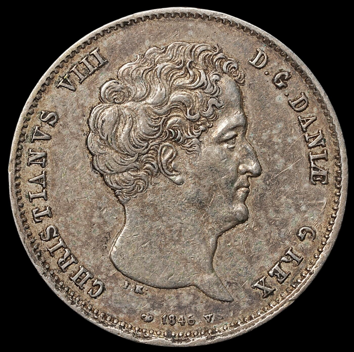 修遠堂世界钱币第105期，马年首拍 1846年丹麦克里斯蒂安八世1国家银行达勒尔银币，14.39g