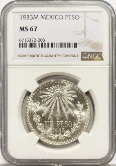 博洋堂蛇年收官专场暨第161期（全场包邮） - NGC MS67 墨西哥1933年1比索银币，极致高分！