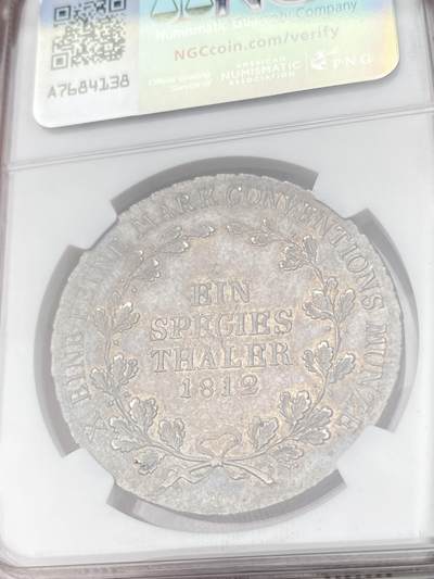 万国钱币拍卖第061期（马年首拍） NGC MS62 1812年德国施瓦茨堡-鲁道尔斯塔特公国大泰勒 正面为弗里德里希·冈瑟大公侧相 此版本为仅发行两年的小邦珍稀品种 全深均匀欧陆淡彩极美