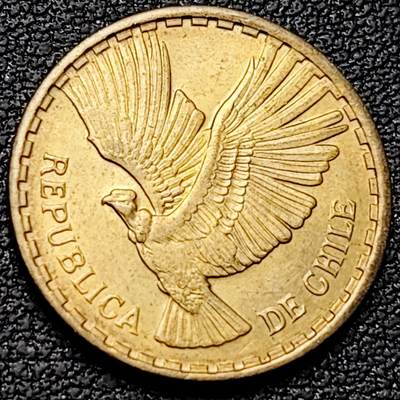 泉币菌-第192场- 除夕专场-新年快乐 本场拍品多 请提前出价（年后发货） - 展翅秃鹫 智利2分黄铜硬币 1968 20.0毫米 3.0克