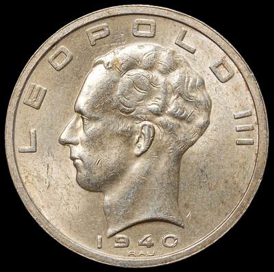 修遠堂世界钱币第105期，马年首拍 - 1940年比利时50法郎银币，20.00g，含银83.5%，未流通，少见的年份