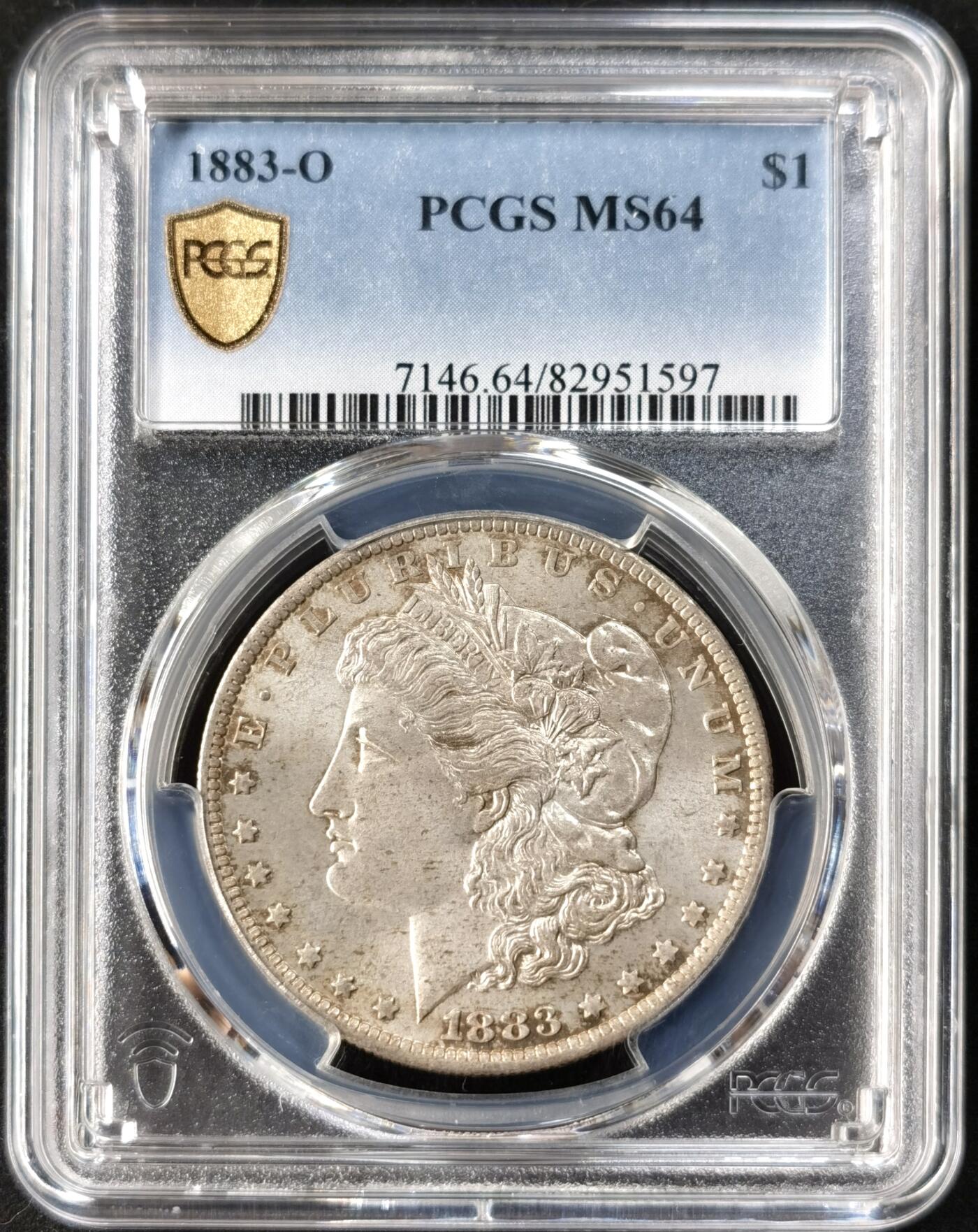 “福币呈祥”新年甄品场（直播拍卖）甄臻铺-世界币章拍卖（第50期），送拍享返佣金等优惠多多 PCGS-MS64 美国1883年O版摩根一元银币，双面黄油彩