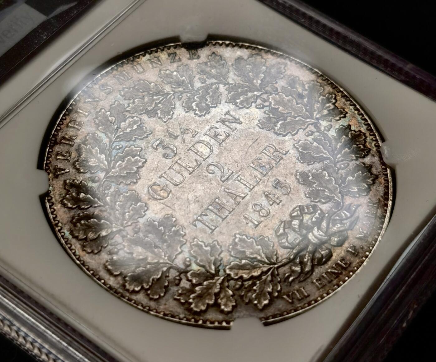 “福币呈祥”新年甄品场（直播拍卖）甄臻铺-世界币章拍卖（第50期），送拍享返佣金等优惠多多 NGC-AU58 德国1843年法兰克福景观2泰勒大银币，顶级热门品种