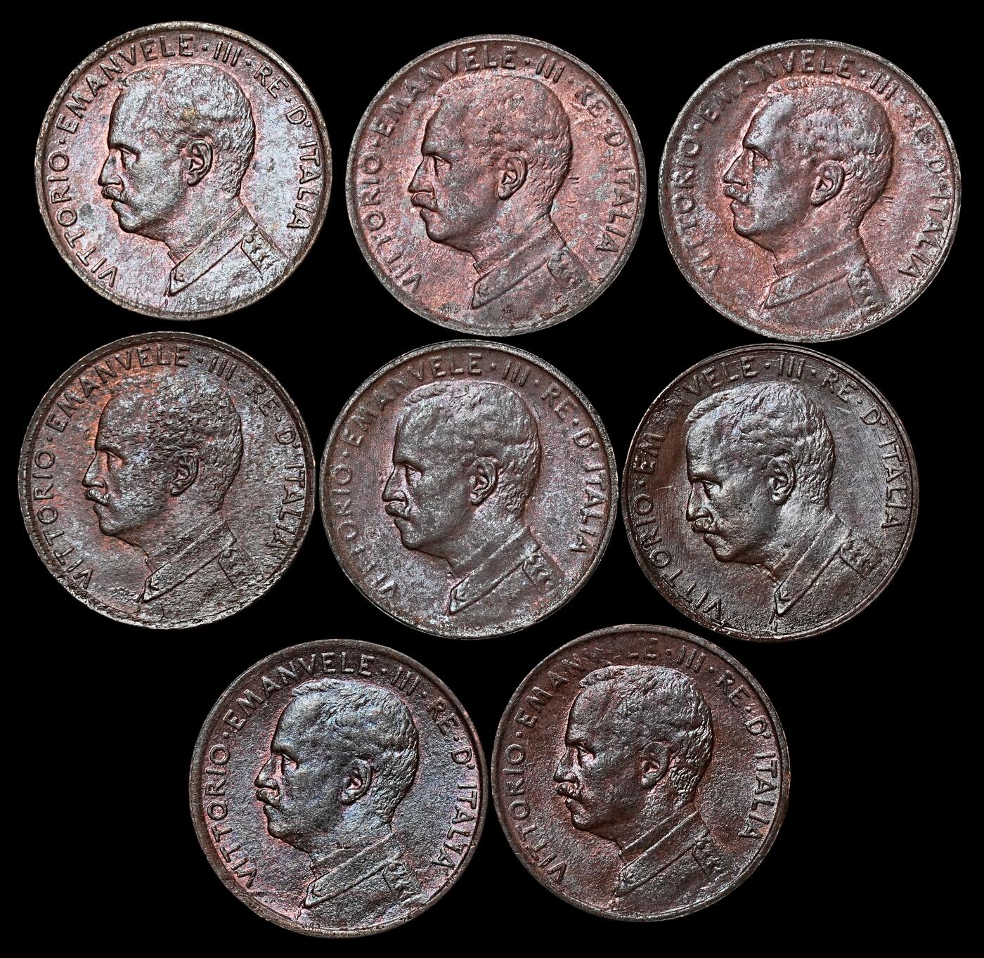 修遠堂世界钱币第105期，马年首拍 意大利1分铜币一组，完全未流通