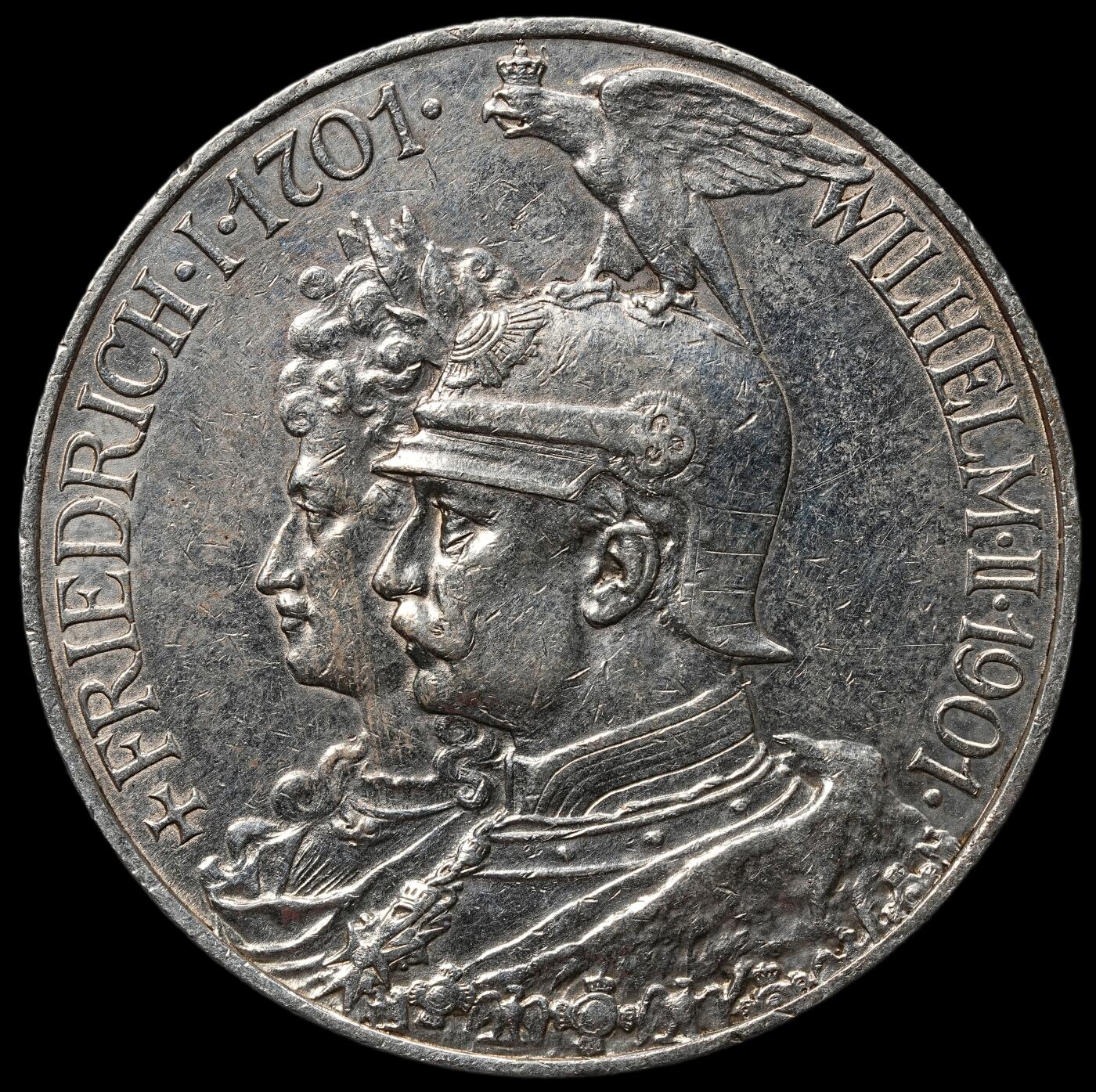 修遠堂世界钱币第105期，马年首拍 1901年普鲁士建国200周年5马克大银币