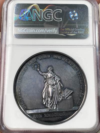 万国钱币拍卖第061期（马年首拍） NGC MS61 19世纪中期德国圣约翰在约旦河为耶稣基督施洗纪念大银章 罕见品种原味油彩质感收藏级品质
