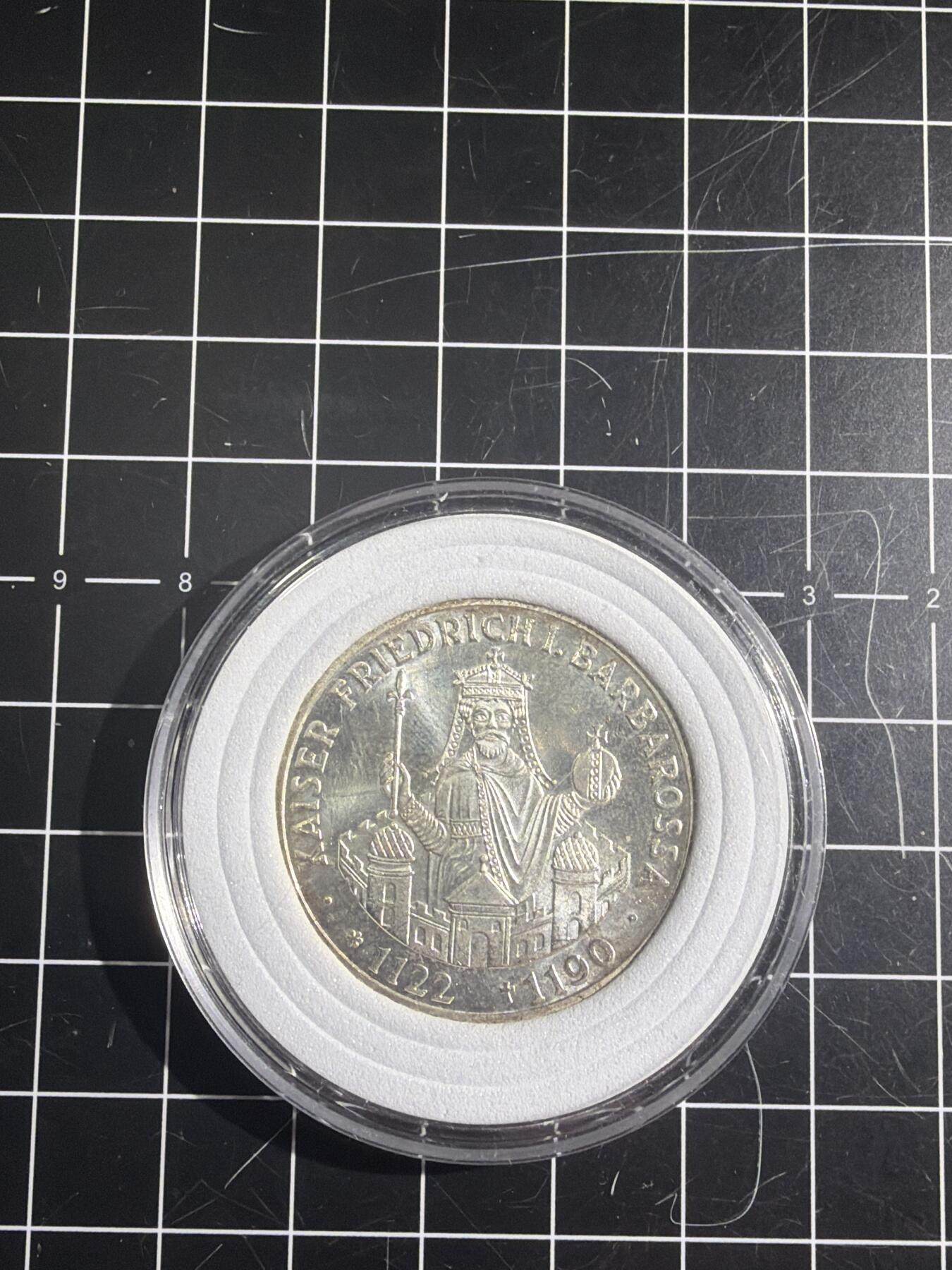 古冰库章牌勋赏收藏54场拍卖 德国1990年腓特烈一世逝世900周年10马克纪念银币 含9.5克银