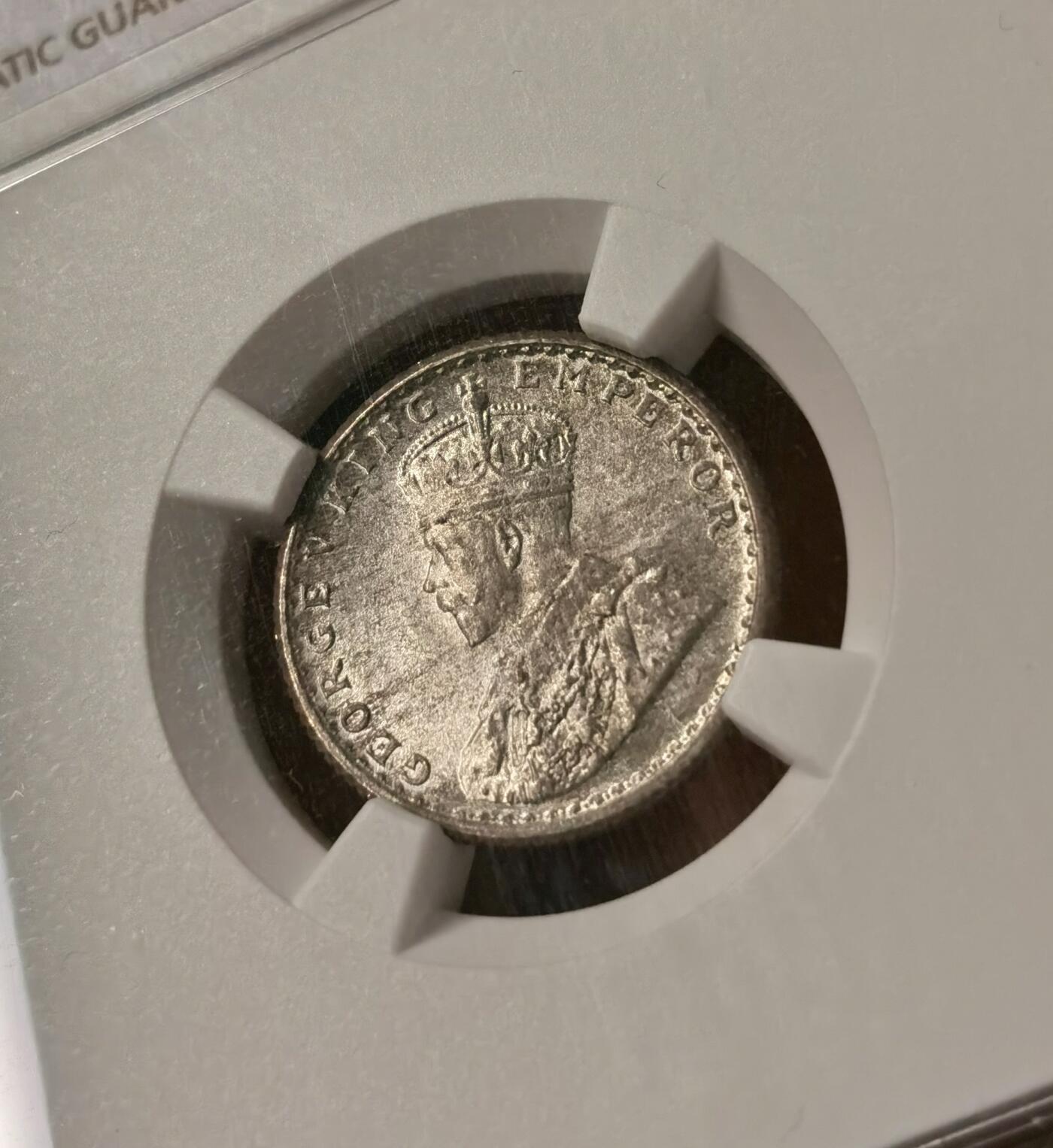 “福币呈祥”新年甄品场（直播拍卖）甄臻铺-世界币章拍卖（第50期），送拍享返佣金等优惠多多 NGC-MS65-MS64 1936年C版英属印度乔治五世1/4卢比，非原光白币，币面冷着高级灰原光，小银毫能有此高分属实难得；MS64乔五1/2卢比，桑杰.C.甘地旧藏，甘地家族旧藏罕见