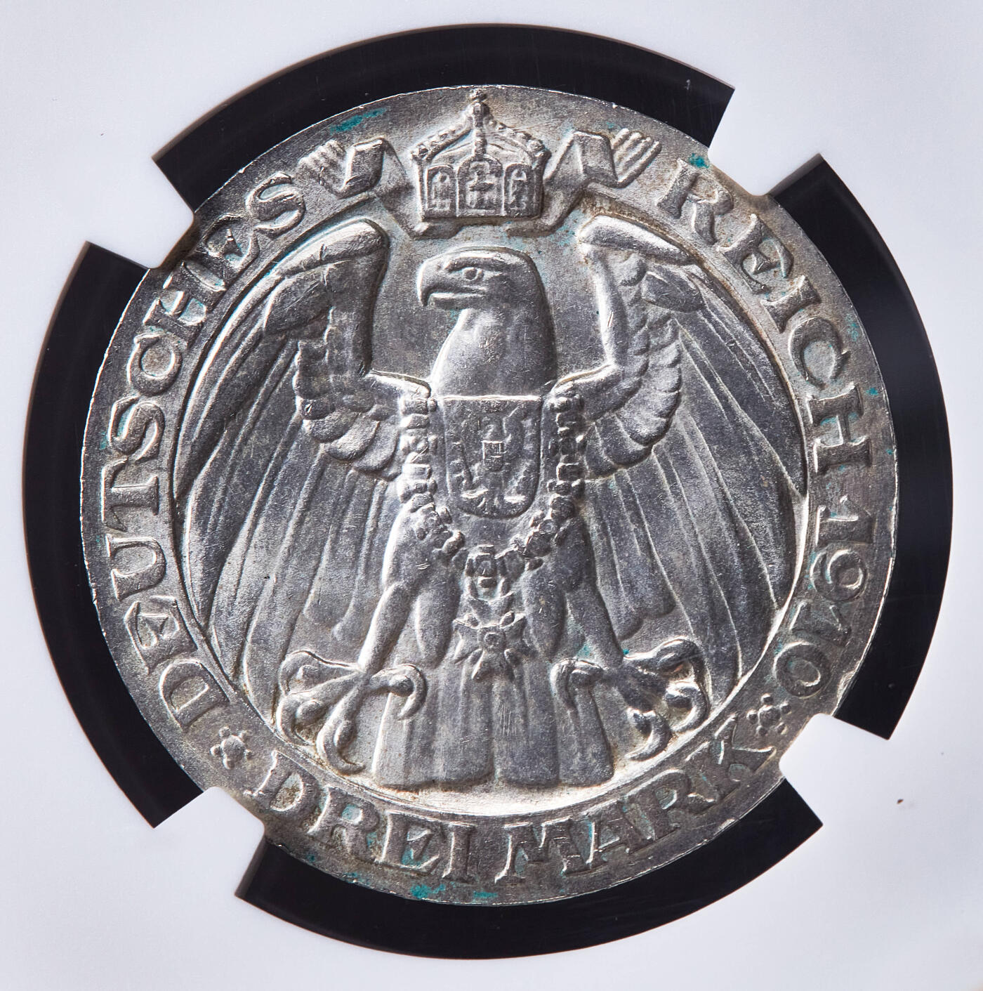 【俄甄集藏】马年新春第一拍 2026年(048)02-25星期三 晚 19:30 全场包邮 德国普鲁士1910年A版纪念柏林大学成立100周年3马克银币，NGC MS63，黄油彩，转光品相