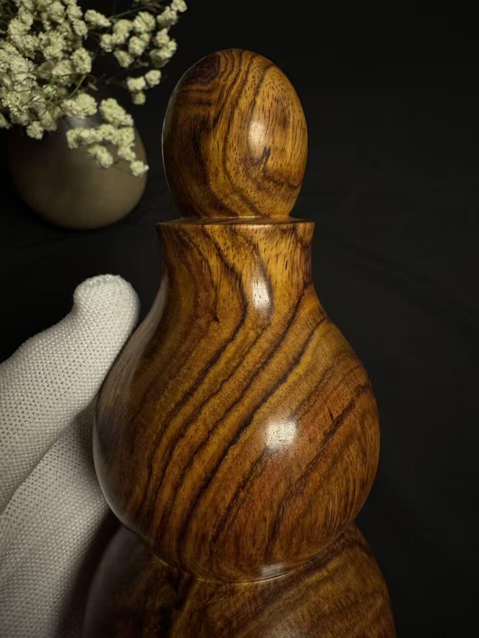 零元拍：海南黄花梨  宝瓶 手把件 福禄（葫芦）高：165/大肚78.5/小肚66.5MM