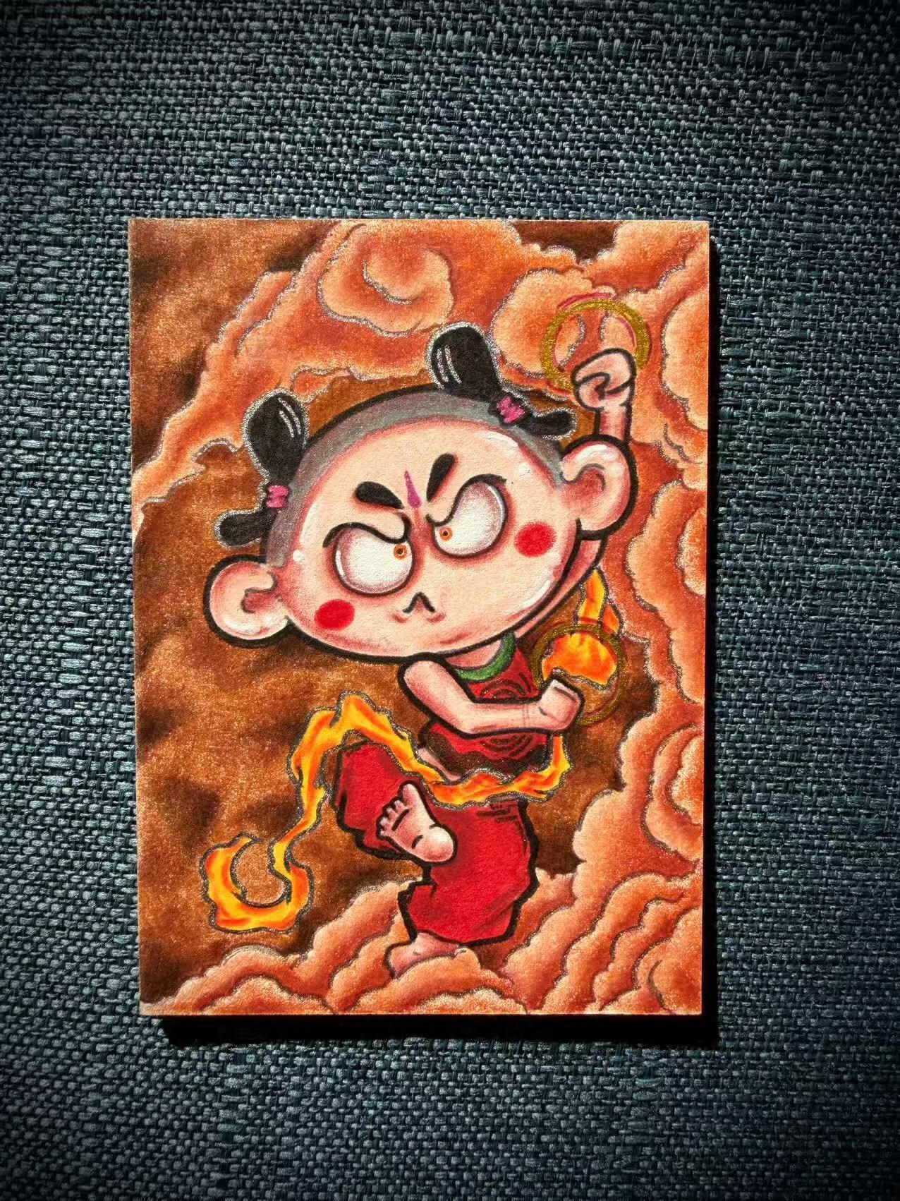 天玑星卡拍第171期《2.12周四截拍年前最后一场》持续收拍收评中 满赠卡需备注 【手绘卡】居子 哪吒 手绘卡