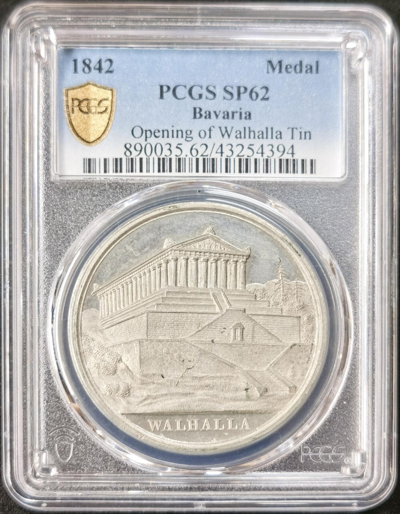 “福币呈祥”新年甄品场（直播拍卖）甄臻铺-世界币章拍卖（第50期），送拍享返佣金等优惠多多 PCGS-SP62 1842年德国巴伐利亚瓦尔哈拉英灵神殿银质纪念样张，PC唯一冠军分