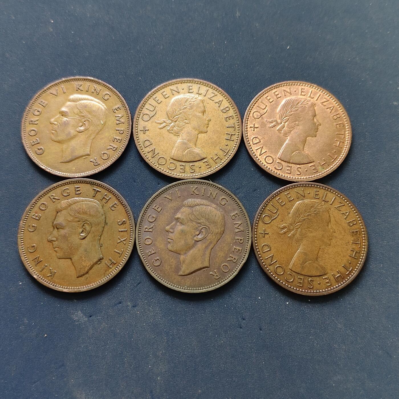 【全场包邮】纯粹捡漏拍502场 新西兰各年份1便士铜币6枚一组